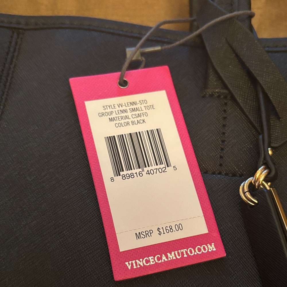 Vince Camuto Black Tote with Gold Accents - Picture 7 of 8